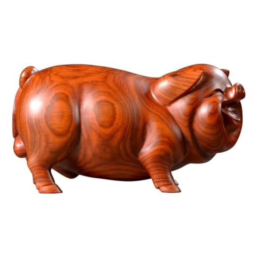 SEWACC Mini Wooden Pig Figurine Auspicious Wood Carved Pig Statue Zodiac Animal Figurine for Home Outdoor Garden Decor