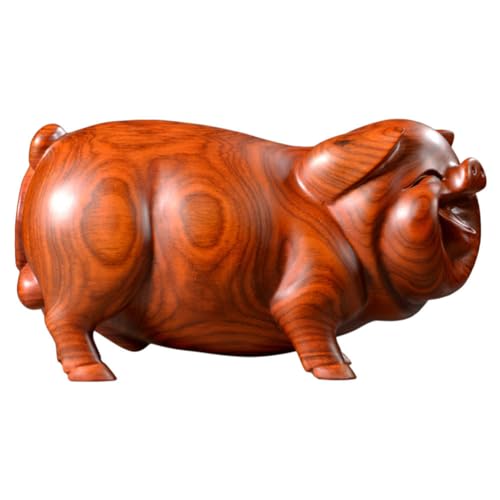 Estatua de cerdo de madera tallada para decoración miniatura 1