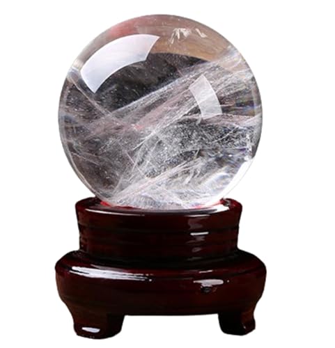 Clear Quartz Crystal Ball Crystal Divination Sphere White Crystal Ball with Stand Home Decor Prosperous Love Invite Wealth,6cm/2