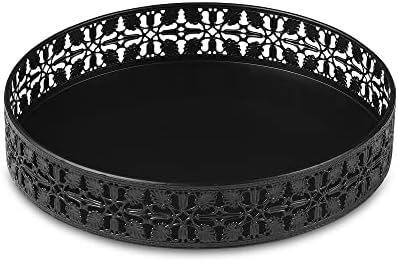 MIHIRO Lazy Susan Organizer, 11'' Metal Lazy Susan Rotating Tray Turntable for Cabinet Table, Rotatable Organizer Spice Rack with Non-Slip Pad, Fruit Plate, Bowl (1 Piece, Black)