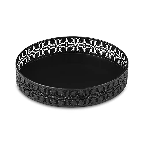 Mihiro Lazy Susan Organizer, 11'' Metal Lazy Susan Rotating Tray Turntable For Cabinet Table, Rotatable Organizer Spice Rack With Non-Slip Pad, Fruit Plate, Bowl (1 Piece, Black) #TOP11
