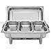 ROVSUN Gold Chafing Dishes for Buffet, 9QT Chafing Dish Buffet Set with Glass Lid, Stainless Steel Buffet Servers and Warmers with Folding Frame & 3 1/3 Size Pan for Parties Weddings Catering Events