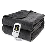 Alltoneed Electric Blanket Double 150x200cm, Large Heated Blanket with 6 Heat Settings & Auto Shut-Off, Soft Flannel Fast Heating Electric blanket, Machine Washable