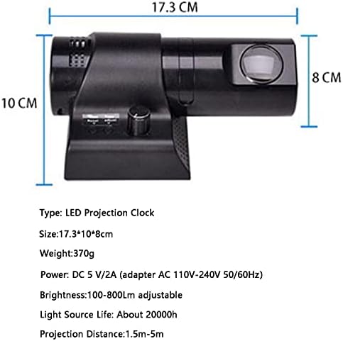 LED Projector Clock, 180° Rotatable Ceiling & Wall Clock, Adjustable Brightness, 12/24H Display, Perfect for Home, Bedroom, Office - White Time Projection