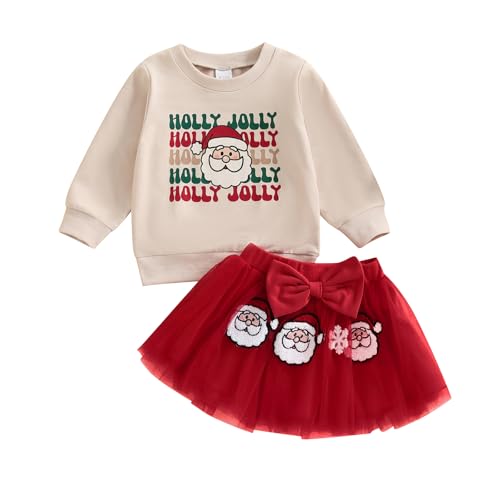 Thorn Tree Toddler Girl Christmas Outfit Baby Santa Sweatshirt Cute Tulle Skirt Set Fall Winter Outfits Clothes