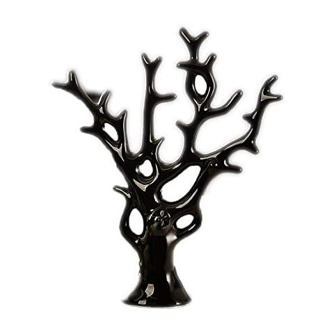 Huachaoxiang Sculpture Artworks Coral European Statue, Rich Tree Figurine Ceramic for Living Room Table Accessories Office Bar Ornaments,Black Cover