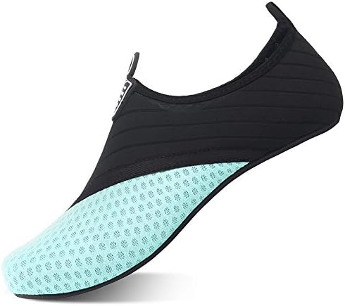 QACOHU Aqua Socks Beach Water Shoes Barefoot Yoga Socks Quick-Dry Surf Swim Shoes for Women Men D-Light Aquamarine Blue 6.5-7.5 M US Women/5-6 M US Men