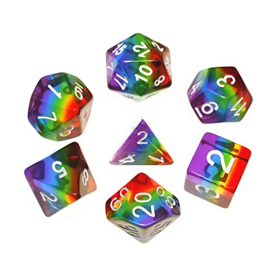 
                            HD Polyhedral DND Dice Set RPG Rainbow Dice for Dungeons and Dragons(D&D) Role Playing Game,MTG,Pathfinder,Table Game,Math Games Dice Set with Dice Pouch
                        