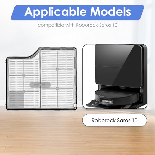 Image of (4 Pack) Saros 10 Replacement HEPA Filters Compatible with Roborock Saros 10 Robot Vacuum Cleaner, Filters Accessories Kit, Filter Kit