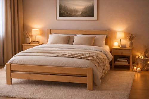 Happy Babies - Cama de madera de 120 x 200 cm + marco de pino - Montaje rápido, cama de dormitorio, fácil montaje, madera maciza | pino