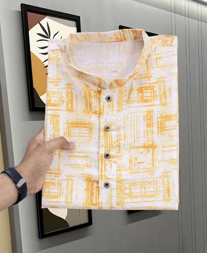 Image of FOXDX Men's Traditional Cotton Floral Printed Only Kurta