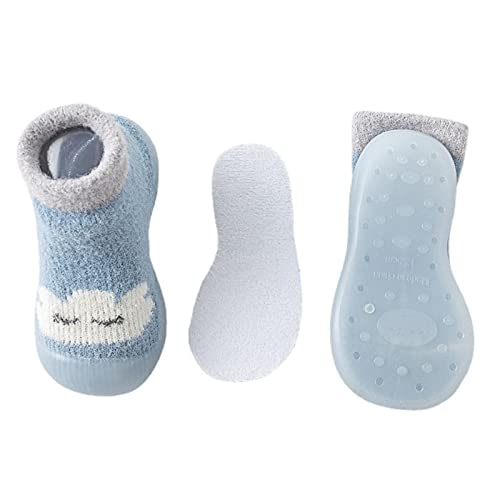 Baby Sock Shoes Toddler Kids Infant Newborn Boys Girls Shoes First Walkers Cute Cartoon Warm Thickened White Shoes B3