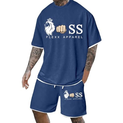 Bauzuoyo Traje de verano para hombre, 2 piezas, traje deportivo de leopardo, manga corta, chándal cómodo, transpirable, ropa deportiva con camisetas y pantalones cortos deportivos Hip Hop Streatwear