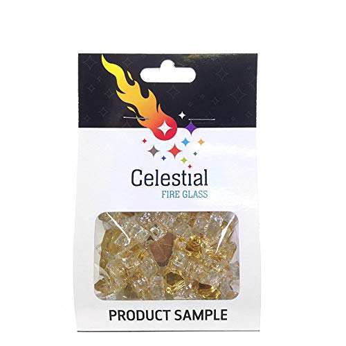 Celestial Fire Glass - Sunstorm Gold - 1/4 Inch Reflective Tempered Fire Glass – 2 oz. Sample