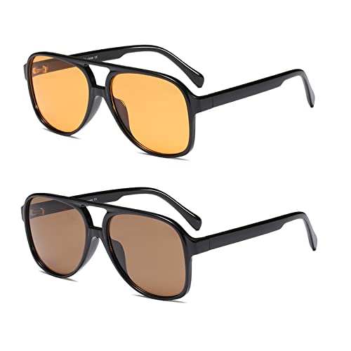 Image of Freckles Mark Vintage Retro 70s Sunglasses for Women Men Classic Large Square Aviator Trendy Glasses