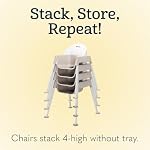 Foundations Secure Sitter 7-13" Adjustable Height Feeding Chair, 1 Pack, Stable “No Tip” Feet, 3-Point Adjustable Harness, Removable Tray, Easy to Clean, Smooth Plastic (White/Tan)