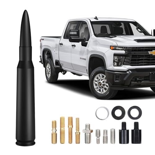 Antena corta de coche de 5.3 pulgadas para Chevy Silverado y GMC Sierra Trucks 50 Cal Truck accesorios de antena (negro)