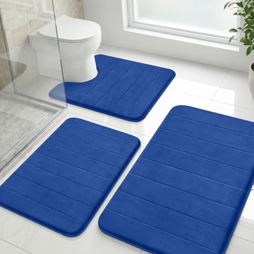wiipara Badezimmerteppich Set 3 Teilig Badteppich & WC Vorleger Blau