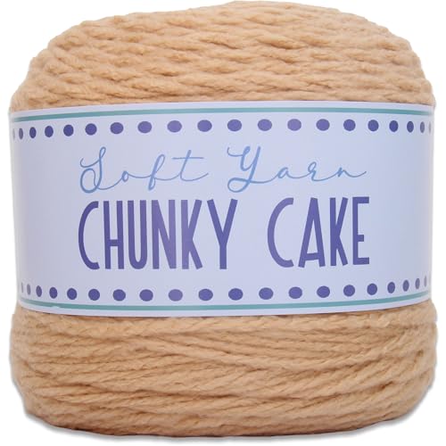 Image of ThreadArt Chunky Yarn Cake for Crochet #6, 300g /316 Yds, Cream Beige 05 | Soft super bulky #6 acrylic yarn cake for blankets, scarves, hats, crochet and knitting. Big 300g cake is machine washable.