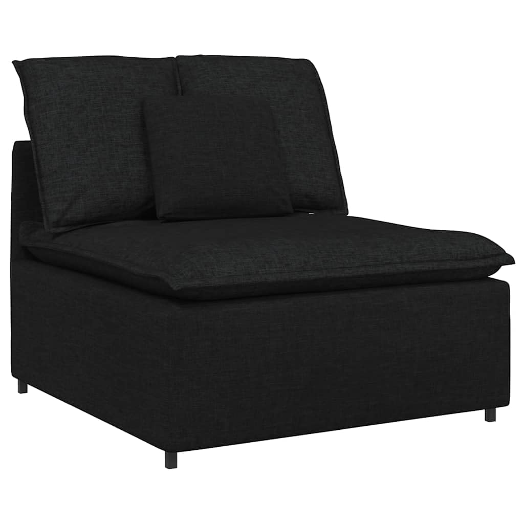 Modułowa sofa z poduszką, czarna, tapicerka materiałowa, 324 x 105 x 64 cm, 3-częściowy mebel do siedzenia z podłokietnikami i częścią środkową, sofa do rozbudowy do salonu