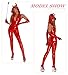 Panegy Women's One Piece Jumpsuit Metallic Zipper Front Romper Suit Sleeveless Stretch Bodysuit Liquid Leather Costume for Roleplay Clubwear Red US Size M