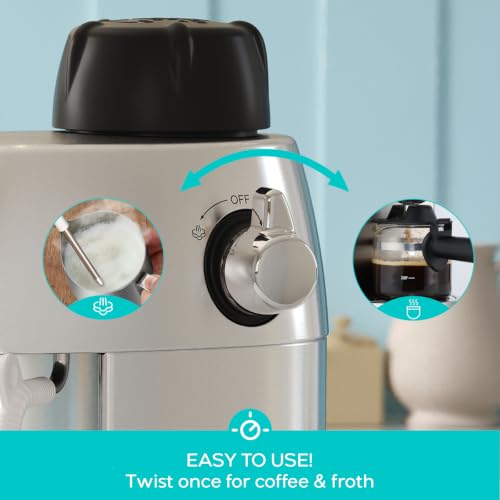 Image of CASABREWS 3.5 Bar 4 Cup Espresso Cappuccino Machine with Milk Frother | Stainless Steel, Milk Frother, Dual Safety Switches, 800W, Compact for Home, Brew Espresso, Latte, Cappuccino, Iced Coffee