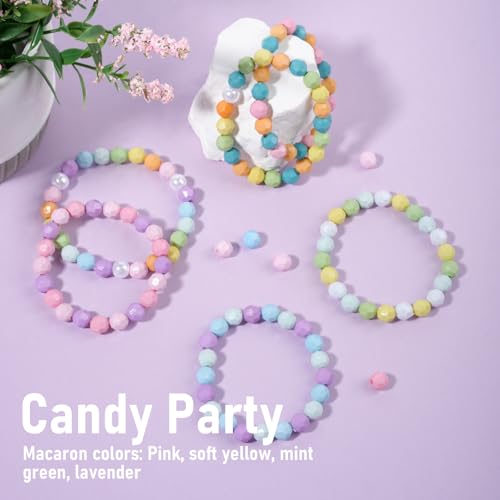 Image of 2600+pcs Faceted Beads Kit 18 Color Rainbow Opaque Plastic Beads Multicolor Loose Spacer Pony Beads Bulk Elastic String for Bracelets Necklaces Key Chains DIY Craft Jewelry Making
