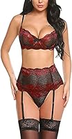 Pratiharye Garter Set Belt with Stockings Lingerie Set - Wired Bra - Bikini Set - Plus Size - High Waisted - Sexy Lingerie for Women - Honeymoon Dress - Lace Babydoll