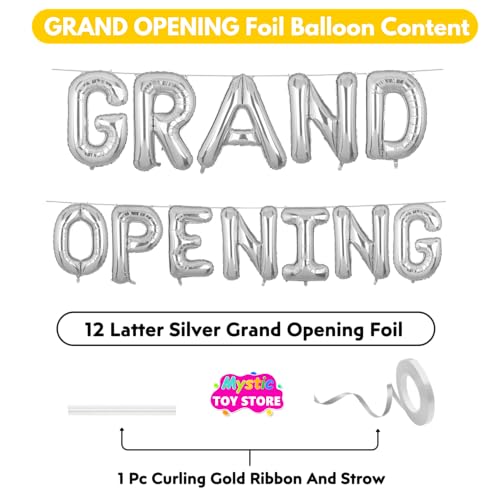 Image of Grand Opening Banner Silver for New Home Office Shop Temple Foil Balloon Decoration Decor Celebration