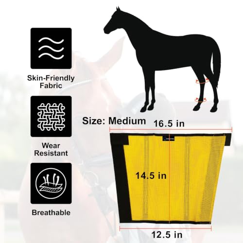 Image of FOXLVDA Horse Fly Boots (Set of 4) - Comfortable Horse Wraps | with Mesh & Metal Support Bars to Reduce Stomping and Leg Fatigue, for Ponies under 14.2hh, Medium