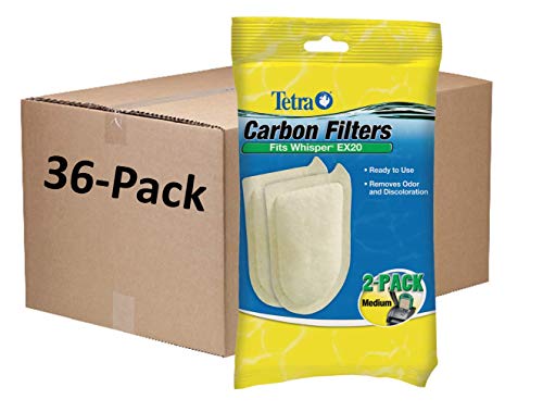 Tetra Carbon Filters 2 Count, for Aquariums, Medium, Fits Whisper EX Filters, Pack of 36