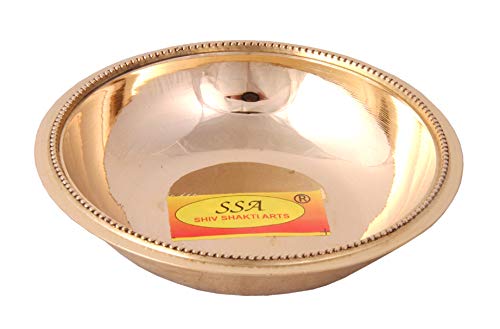 Shiv Shakti Arts® Designer Brass Bowl - Pudding Halwa Plate | Katori (Heavy Gauge - 50 ml) - 1 Piece