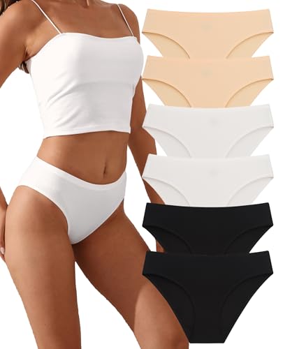 Image of Women's Seamless Underwear Stretch Bikini Panties No Show Invisible Hipster XS to 3XL 6 Pack