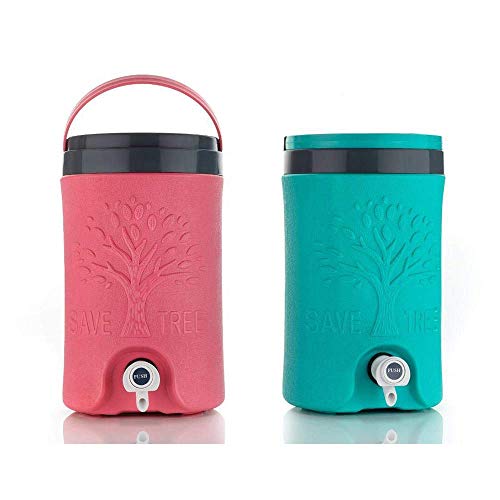 Image of Cool Star Insulated Plastic Water Jug - Green - Durable Multicolor Design | 5 L Capacity | Ideal for Travel, Camping & Outdoor Activities | Keeps Beverages Cold for Hours |1 Pc