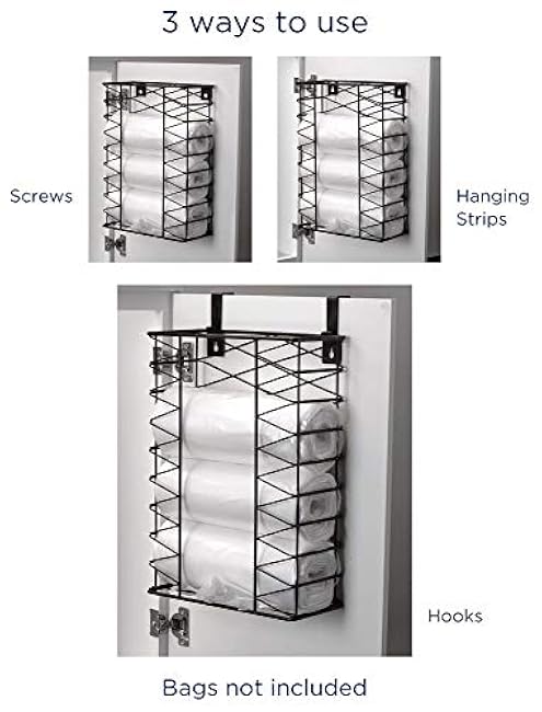 Gourmet Basics by Mikasa Garbage Bag Holder Garbage Bag Holder Basket with Removable Hooks, One size, Antique Black,5255362