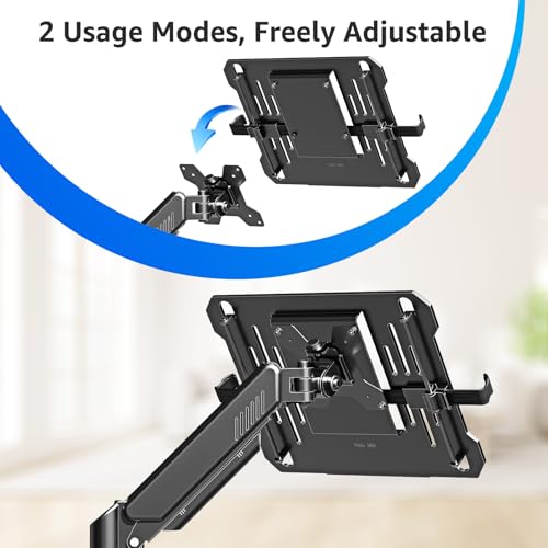 MOUNTUP Monitor Halterung mit Laptopablage, 2 in 1 verstellbare Laptop Armhalterung für 14-17 Zoll-Notebooks und 32 Zoll-Monitore, für bis zu 10 kg, EU3717