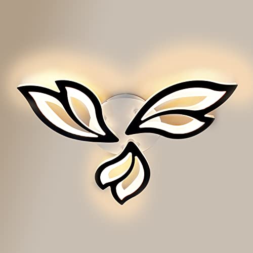 Lámpara de techo LED para dormitorio Lámparas de araña LED modernas de 40W, LED Plafones Acrílico para interiores de 3 luces 3000K, fuente de luz LED incluida (Negro) Cover