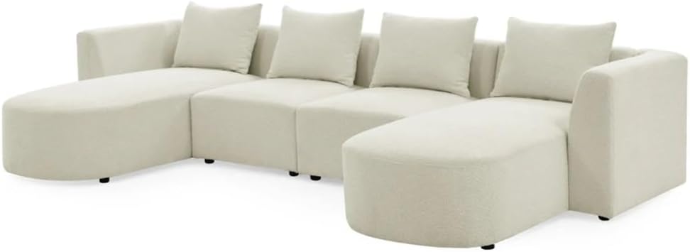 U Shape Sofa,Sectional Sofa Including 2 Single Seats & 2 Chaises, Modular Sofa,Loop Yarn Fabric Living Room Sofa(D)