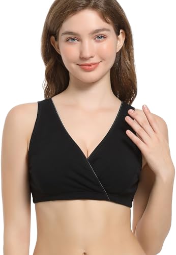 Image of CAKYE 3 Pack Cotton Maternity Nursing Bras Breastfeeding Sleep Bralette