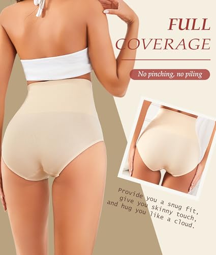 Women's High Waisted Tummy Control Underwear Panties Compression Slimming Seamless Briefs Shapewear 4 Pack3
