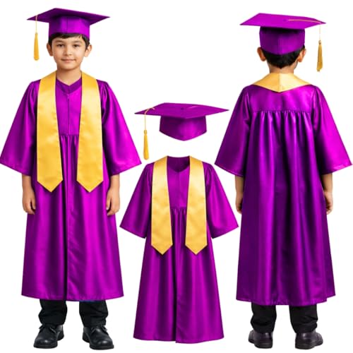 Image of Sarvda Graduation Gown for kids with Cap and Sash, Convocation Dress for Boys and GirlsSchool Ceremony, Fancy Dress