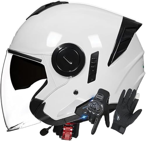 Casque de moto rétro ouvert avec bluetooth grand tour de tête