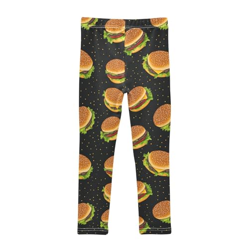 Wusikd Hamburger Girls' Leggings Toddler Doodles Kids Yoga Pants Dance Active Tights 4T2