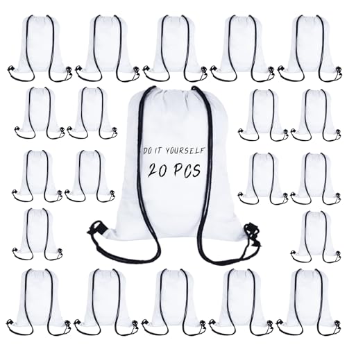 20 Pieces Sublimation Drawstring Backpack Bags Cinch Sack with String DIY Gym Sports Sackpack Lightweight