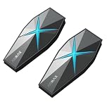 ASMAX F1 Helmet Bluetooth Headset, Mesh Intercom for 10 Riders, CloudTalk Unlimited Range for 50 Riders, Bluetooth 5.3 with IP67 Waterproof/22H Battery/Voice Control/Music Sharing/Magnet Base, 2 Pack
