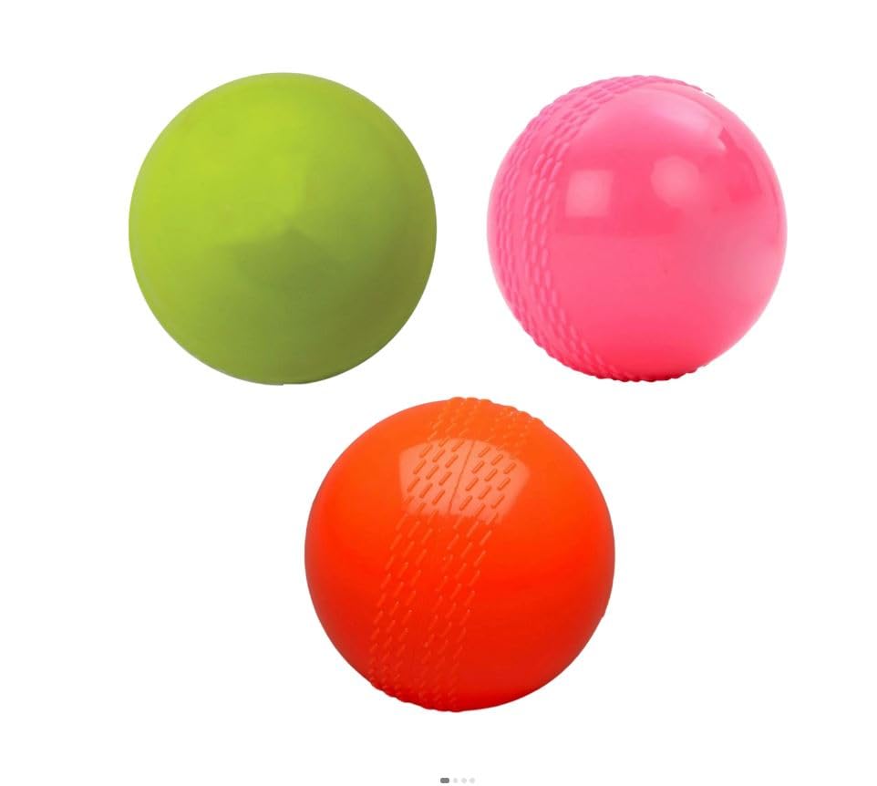Wind Cricket Training Balls Pack of 3 | Soft Rubber Practice Balls for Kids & Beginners | Lightweight Gully Cricket Balls | Standard Size Multi-Color-image-13