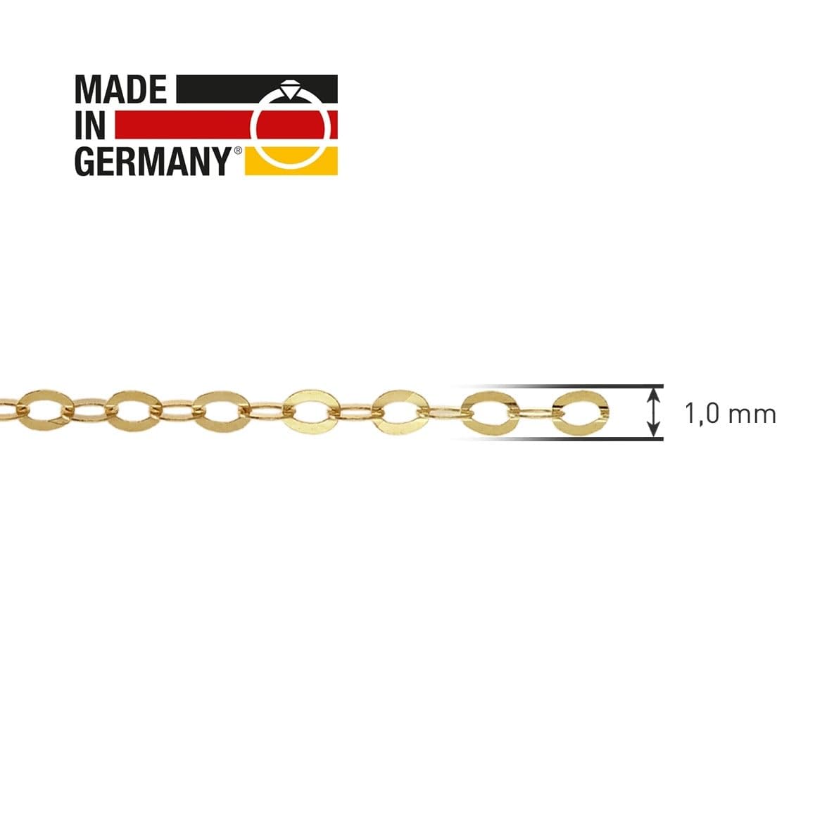 trendor Halskette 585 Gold 14K Ankerkette 4-seitig diamantiert 1,0 mm 31204