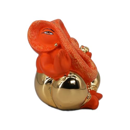 Image of Gold Plated Kripalu Ganesha |Ganpati Idol for Car Dashboard, Office Desk & Home Temple| Prosperity & Protection| Height 2.5 Inch