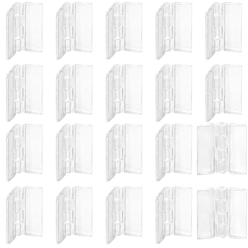 Paotxpum 20 mini bisagras de plástico transparente, bisagras acrílicas, mini bisagras de plástico transparente, bisagras de piano continuo, bisagras plegables para manualidades, tapa de acuario,