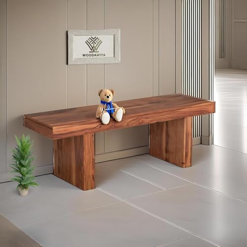 Image of Solid Wood Strong & Durable Seating Bench for Home and Office, Multipurpose Seating Bench, Balcouny /Outdoor /Daining Bench - 52x16x18 Inch, Natural Finish
